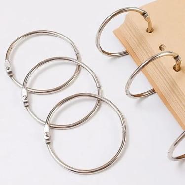 Imagem de Pacote com 10 anéis grandes para fichário de folhas soltas - anéis de metal duráveis para escritório, chaveiro de prata e chaveiros para escola, casa e escritório, 5 cm