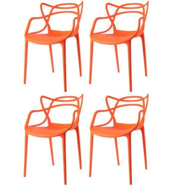 Imagem de Kit Com 4 Cadeiras Aviv Estrutura Em Polipropileno Fratini Laranja