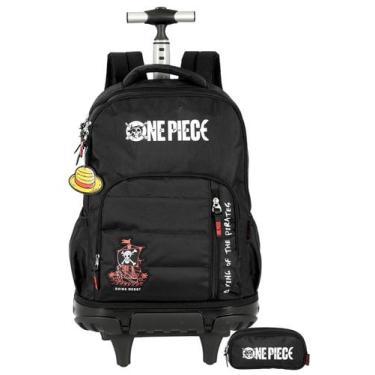 Imagem de Kit Escolar One Piece Mochila de Rodas + Estojo Triplo - Luxcel, preto