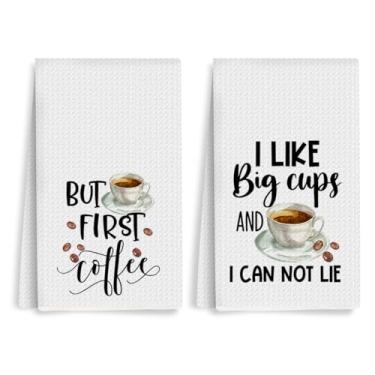 Imagem de XFN 2 peças de toalhas de cozinha de café, casa de fazenda engraçada, rústica, reutilizável, absorvente, waffle, toalha de chá para limpeza, cozinha, panificação, toalha de cozinha de microfibra para