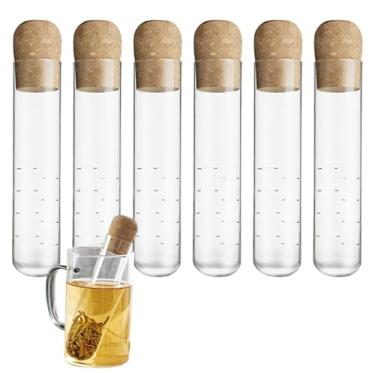 Imagem de LUMINFLY Mini infusor de chá de vidro de 6 peças para chá de folhas soltas, vidro borossilicato com tampa de cortiça, compacto para infusões de chá, café e frutas