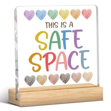 Imagem de Decoração de escritório de terapia, presentes de escritório de conselheiro escolar, placa de acrílico para escritórios de psicólogos de terapia com suporte de madeira para decoração de mesa de quarto