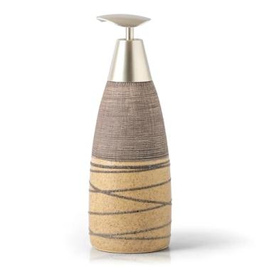 Imagem de Dispensador de sabão de cerâmica com bomba de plástico – Dispensador de líquido recarregável de 340 g para banheiro, cozinha, escritório, hotel, Airbnb ou aluguel de férias (tipo A)