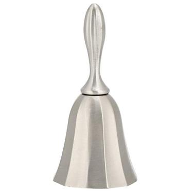 Imagem de Sino de mão geométrico de liga de zinco, sino de estilo europeu antigo com som claro, para restaurante, hotel, sinos de sinal de classe