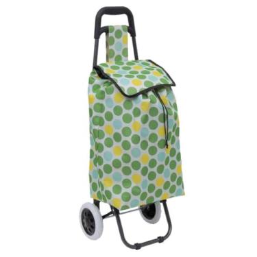 Imagem de Carrinho de compras, carrinho de mercado, reforçado, dobrável, com rodas, capacidade de carga 30 kg. (Bolinhas)