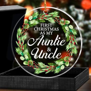 Imagem de Enfeites de presente de primeiro Natal como tia e tio, enfeite de anúncio de gravidez para decoração de árvore de Natal para decoração de árvore de Natal