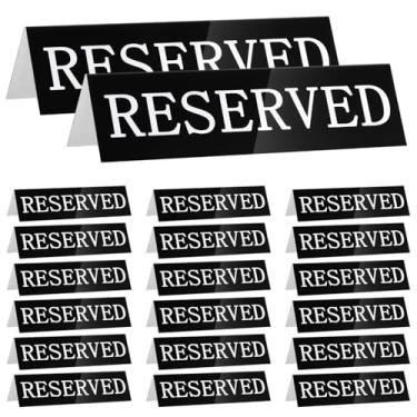 Imagem de LUMINFLY 24 placas de mesa de metal reservadas dupla face para casamentos, festas e eventos especiais, pequenos suportes de barraca de mesa