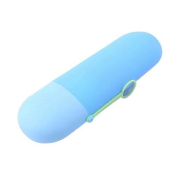 Imagem de Estojo Escova de Dente, Creme Dental Portátil Plástico Viagem Bolsa Escola(Azul)