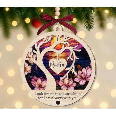 Imagem de LarsonDesign Ornamento Memorial Baba - Lembrança de 2 camadas de madeira e acrílico - Presente de simpatia pela perda de Baba - Enfeite de Natal de luto 10 cm