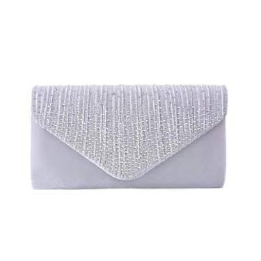 Imagem de SANOVIO Bolsa clutch Sparkle para mulheres | Bolsa noturna brilhante conversível 3 em 1 e bolsa de festa | Presente de casamento, Prata - 2