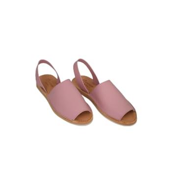 Imagem de Macarena Collection Sandálias femininas de couro para mulheres | Huarache sandálias mexicanas feitas à mão | Sandálias femininas confortáveis e elegantes 4155, rosa, 34