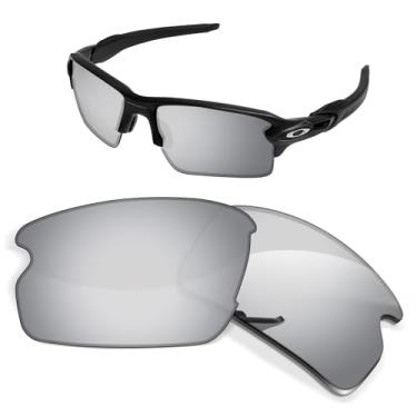 Imagem de Lentes de substituição de 1,5 mm compatíveis com óculos de sol Oakley Flak 2.0 OO9295, antiarranhões e resistentes a impactos - prata escura polarizada