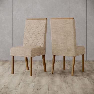 Imagem de Cadeira Para Mesa De Jantar Nina Ambiente Kit 2 Peças Nature Creme - Henn