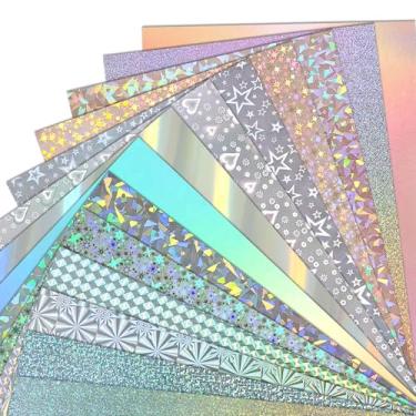 Imagem de 56 folhas de papelão metálico holográfico de 14 cores, 12,7 x 17,8 cm, 250 gsm/41,7 kg, papel brilhante para artesanato, scrapbooking, confecção de cartões, projetos DIY