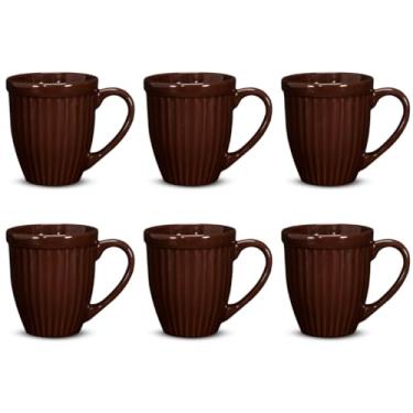 Imagem de Jogo de Xicara, Kit 6 Canecas Xicaras de Ceramica Mesa Posta Linha Italia Colors 12 Cores Disponiveis 390ml(MARROM,2ª LINHA OUTLET)