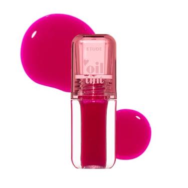 Imagem de ETUDE Dear Darling Oil Tint #3 Neon Pink 4,2 g | Óleo labial altamente hidratante e forte hidratante/brilho labial | Lábios lisos e úmidos | Tinta de óleo labial não pegajosa para lábios secos |