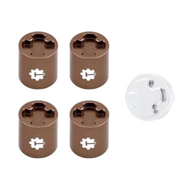 Imagem de TCRC 4PCS Aluminum M4 Nut Wheel Rim Center Cap Manual Locking Hubs for 1/10 RC Traxxas TRX4 Axial SCX10 D90 Tamiya MST Redcat,Earthy Brown
