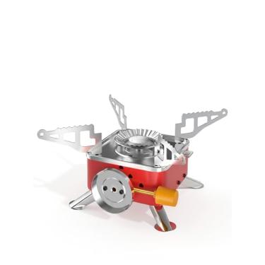 Imagem de SYIPO Fogão de acampamento portátil, fogão ultraleve para mochila com suporte estável e resistente ao vento, mini fogão a gás de metal dobrável para acampamento, caminhadas, cozinhar, etc.