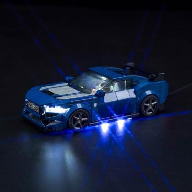 Imagem de BrickBling Iluminação LED para carro esportivo Lego Speed Champions Ford Mustang Dark Horse; kit de luz criativa compatível com Lego Ford Mustang; ilumine seu Lego 76920 - sem modelo Lego