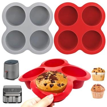 Imagem de Moldes de silicone para mordida de ovo para fritadeira a ar e forno - pacote com 3 mini formas de 4 xícaras, antiaderentes e laváveis na lava-louças, assar mordidas de ovo, muffins e tortas