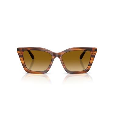 Imagem de Emporio Armani Óculos de sol feminino EA4250U com ajuste universal, amarelo listrado brilhante/amarelo gradiente, 54 mm, Amarelo listrado brilhante/amarelo gradiente, 54 mm