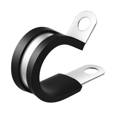 Imagem de 100 braçadeiras de cabo revestidas de borracha de aço inoxidável de 100 peças - Instalação de tubos e fios - Grampos R de grau automotivo e marítimo