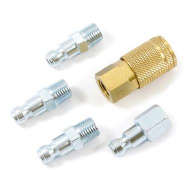 Imagem de Forney Acoplador de ar de latão/aço e conjunto de plugue 1/4". 1/4". 5 pc.