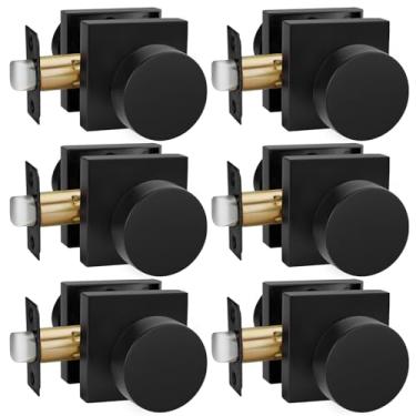 Imagem de goldenwarm Maçanetas de porta de passagem pretas, maçanetas de porta de armário resistentes de liga de zinco, passagem, maçaneta de porta preta fosca contemporânea, maçaneta preta fosca para corredor
