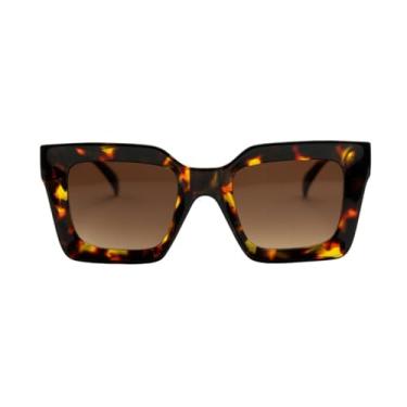 Imagem de Óculos de Sol Feminino Porteção Uv400 Quadrado Mirari (Tartaruga Marrom)