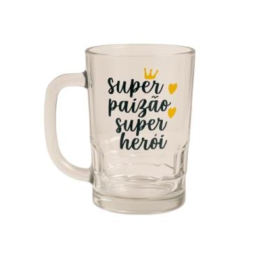 Imagem de Caneca de Vidro Pai 340ml - Presente Criativo Para Pai e Padrasto Ideal para Cerveja, Drinks e Sucos – Vidro Reforçado e Alça Confortável Natal Aniversário e Dia dos Pais (Paizão Super Herói)