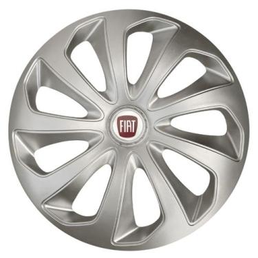 Imagem de Calota esportiva aro 15 velox silver + emblema resinado fiat vermelho 