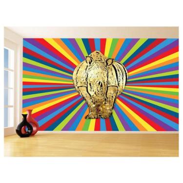 Imagem de Papel De Parede 3D Animais Pop Art Rinoceronte 3,5M Pxa506 - Você Deco