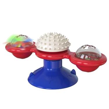 Imagem de Dispensador de comida de gato para moinho de vento, dispensador de petiscos para animais de estimação com ventosa, alimentador lento multifuncional brinquedo interativo para amantes de animais e