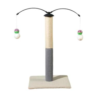 Imagem de Fxzqgnh Árvore para Gatos com Brinquedos de Pelúcia Pendurados, Torre para Gatos Domésticos, Base Estável, Acessórios para Animais de Estimação, Poste para Ar, Bege Branco