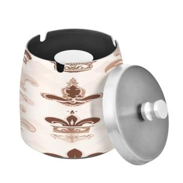 Imagem de Blueangle Cinzeiro de coroa vintage com tampa para cigarros, à prova de vento/chuva, aço inoxidável, sem fumaça, inodoro, cinzeiro para uso interno ou externo (362)