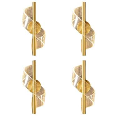 Imagem de Kit 4x Arandela Dourada Espiral Zéfiro 7w Bivolt Troca De Cor No Interruptor