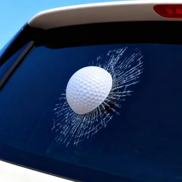 Imagem de Adesivo engraçado 3D de vidro quebrado janela de carro tênis bola de golfe acertos decalque de vidro autoadesivo adesivos de carro acessórios de pegadinha (03 golfe)