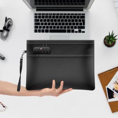 Imagem de Bolsa de documentos à prova de fogo de 3,537.8 °C, compartimentos com zíper duplo, à prova de fogo, bolsa organizadora à prova de fogo com fechadura, 12 camadas, isolamento térmico, capa organizadora