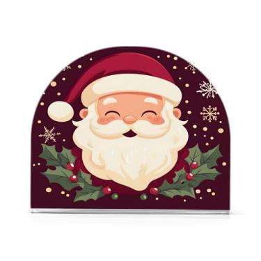 Imagem de Wassud Porta-guardanapos de acrílico de Natal feliz Papai Noel, dispensador de guardanapo de papel moderno em forma de U para mesa, cozinha, sala de jantar, bancada 1 peça (comporta 50-60 guardanapos)
