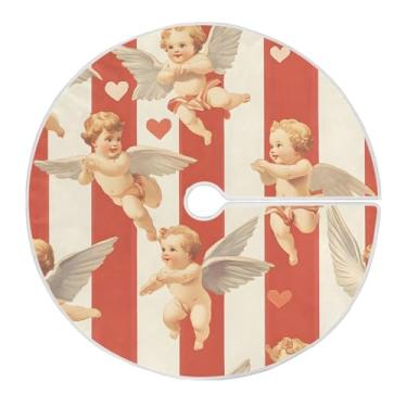 Imagem de Qilmy Saia de árvore de Natal Love Cupid 90 cm, camurça para árvore de Natal, adequada para decoração de armário em ambientes internos e externos, festas, escritórios, lojas, armários612