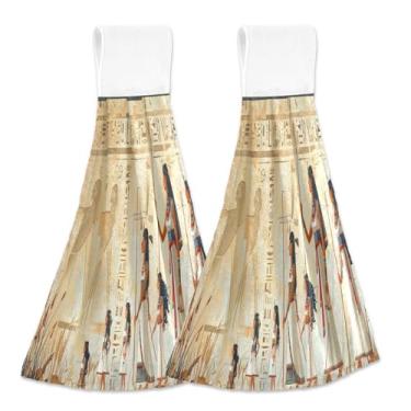 Imagem de YETTASBIN Conjunto de 2 toalhas de gravata egípcias Queen para pendurar, toalhas de mão de cozinha macias e absorventes com laços para pendurar para cozinha, banheiro, casa de fazenda, decoração de