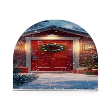 Imagem de Qilmy Guirlandas de Natal e bonecos de neve porta-guardanapos para mesas, porta-guardanapos de papel de placa acrílica elegante, dispensador de papel de seda independente moderno para jantar, sala de