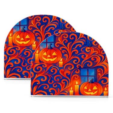 Imagem de Wassud Porta-guardanapos de acrílico para cena de Halloween, dispensador de guardanapos de papel moderno em forma de U para mesa, cozinha, sala de jantar, bancada 2 peças (comporta 50-60 guardanapos)