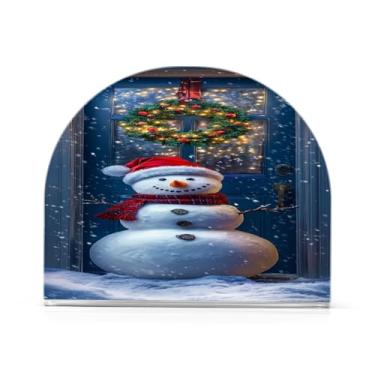 Imagem de Qilmy Bonito suporte de guardanapo de boneco de neve de Natal para mesas, porta-guardanapos de papel de placa acrílica elegante, dispensador de papel de seda independente moderno para jantar, sala de