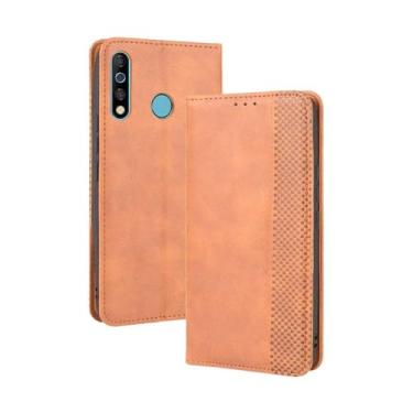 Imagem de Capa flip de couro para Infinix Tecno Camon 12,Flip magnético retro,Caso de telefone de couro PU,Design de carteira com 3 slots de cartão e 1 clipe de dinheiro -Brown