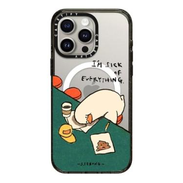 Imagem de CASETiFY Capa Impact para iPhone 15 Pro Max [4x proteção de grau militar contra quedas de 2,5m/compatível com Magsafe] – I'm Sick of Everything – Preto/Transparente