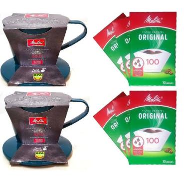 Imagem de Kit 6cx Filtro Papel 2Suporte plást.Melitta n100 VerdeEscuro