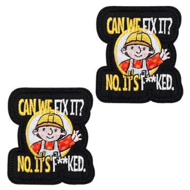 Imagem de 2 peças Can We Fix It,No,It's FK KED Patch engraçado bordado gancho e laço emblema fixador tático aplique acessórios de fantasia adesivos faça você mesmo para chapéus, jeans, colete, casaco, jaqueta
