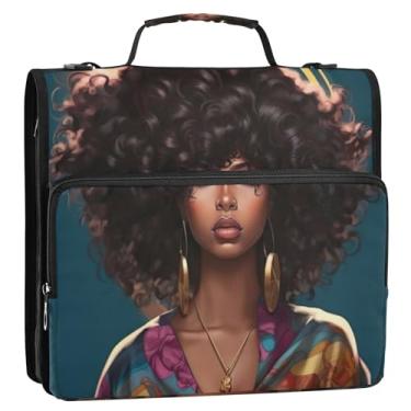 Imagem de Coikll Pasta expansível de fichário com zíper para meninas africanas, organizador de fichário com alça de ombro e alça para facilitar o transporte