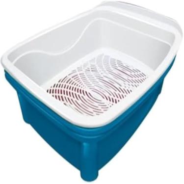 Imagem de Caixa areia para gato, higienica e fechada, para casa, Azul, eficiente.